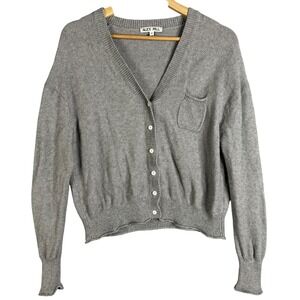 ALEX MILL Gray Knit V-neck Button Front Cardigan Long sleeve Sweater Size M